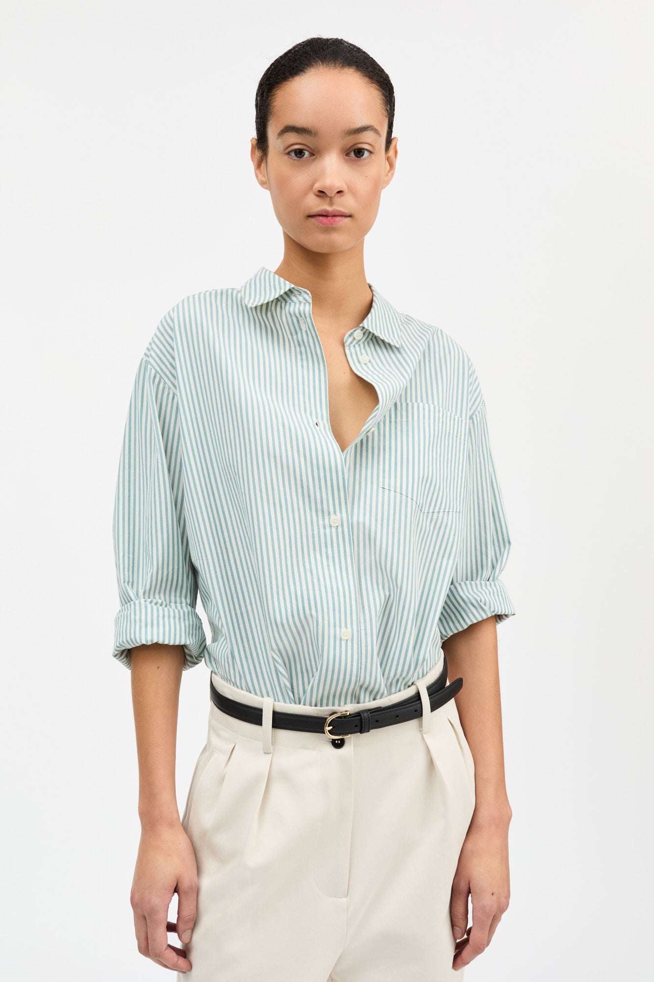 Skall Studio Edgar shirt Shirt White/Aqua stripe