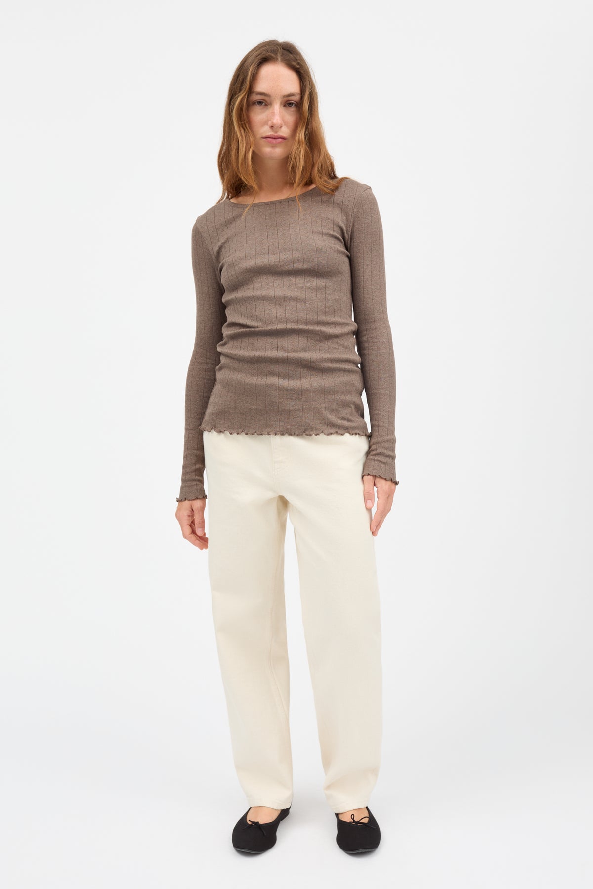 Skall Studio Edie blouse Tee Brown mélange