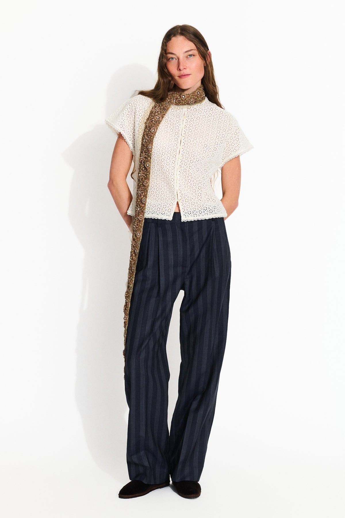 Skall Studio Harry trousers Pants Navy pinstripe