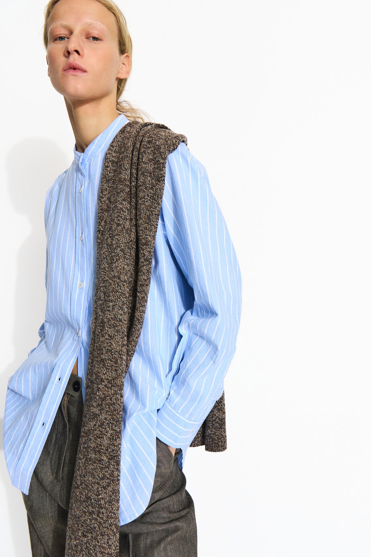 Skall Studio Lorenzo shirt Shirt Light blue/Off-white stripe