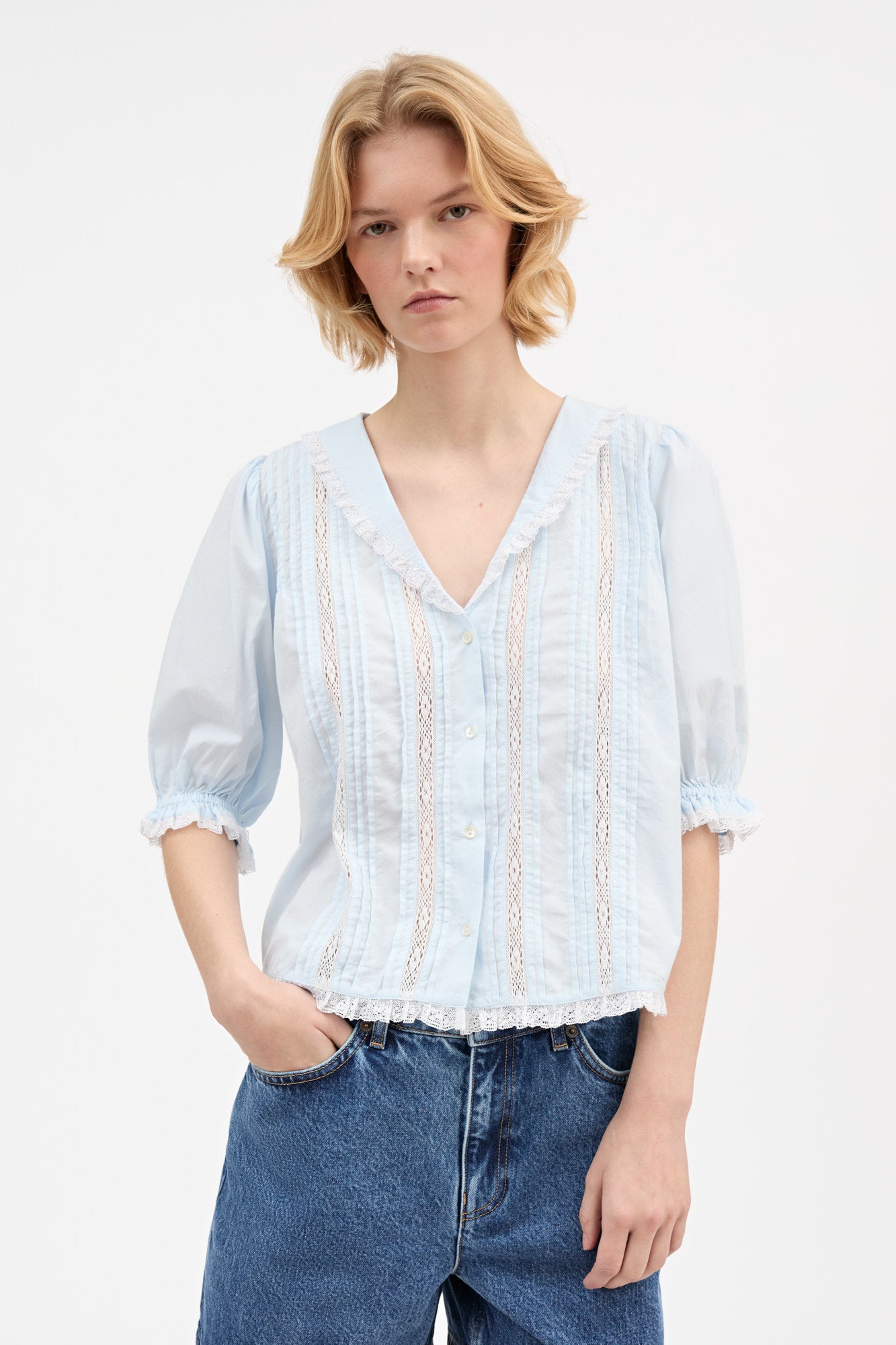 Skall Studio Magnolia short sleeve blouse Blouse Light Blue